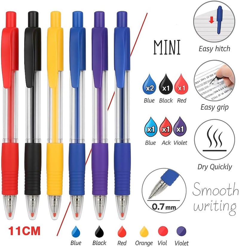 Fitto 5 Pcs 0.7mm Ball Point Gel Pens, 11cm, Assorted Colors - Image 2