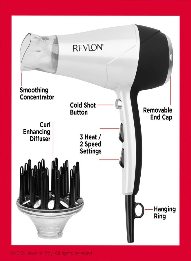 REVLON Volume Booster, Hair Dryer with Curl Enhancing Diffuser | Increase Volume, Decrease Frizz and Damage, Fast Drying, 1875 Watts (White) - Image 5