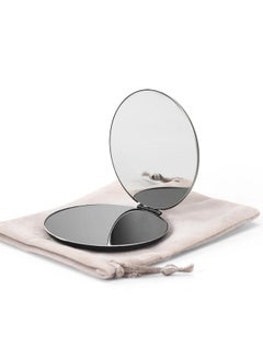 Dynippy Compact Mirror Stainless Steel 【Not Glass 】 Makeup Pocket Mirror For Purses Sturdy And Drop Resistant Small Portable Hand Mirror Double-Sided Mirror For Man Woman Girls (Black)  - Image 1