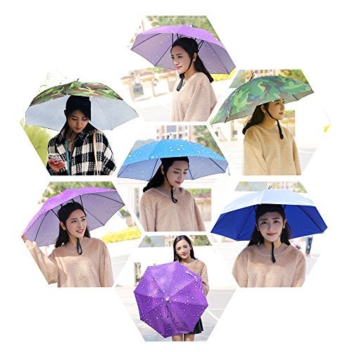 JANGANNSA Fishing Umbrella Hat Folding Sun Rain Cap Adjustable Multifunction Outdoor Headwear (Blue) - Image 4