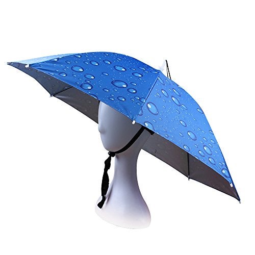JANGANNSA Fishing Umbrella Hat Folding Sun Rain Cap Adjustable Multifunction Outdoor Headwear (Blue) - Image 1