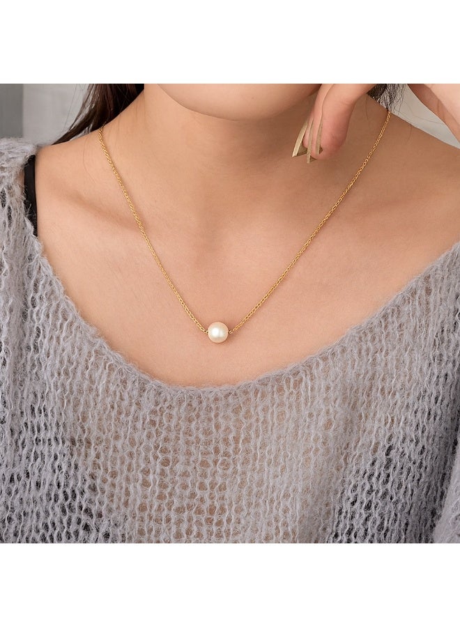 Gold Single Pearl Pendant Necklace – Stainless Steel - Image 2