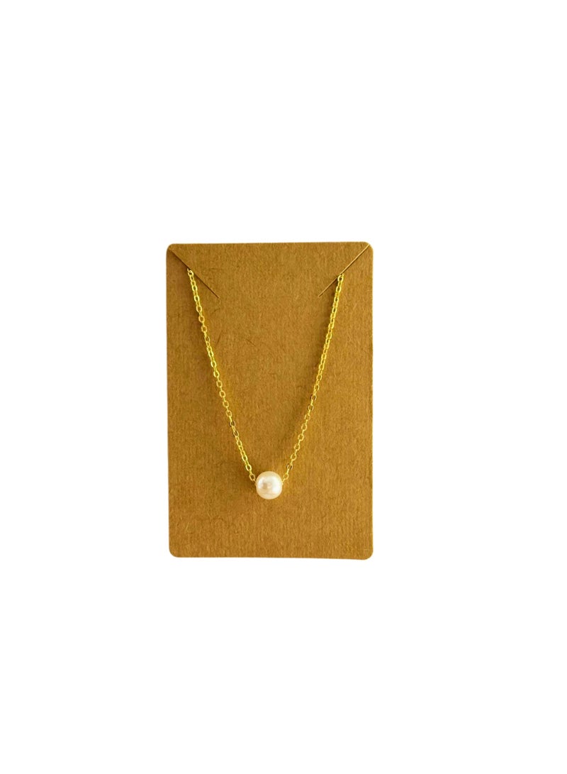 Gold Single Pearl Pendant Necklace – Stainless Steel - Image 3