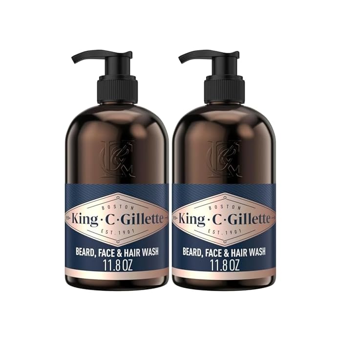 King C. Gillette Beard Wash,Mens Face Wash,11 oz,Infused with Argan Oil and Avocado Oil to Cleanse Hair and Skin,(Pack of 2)
