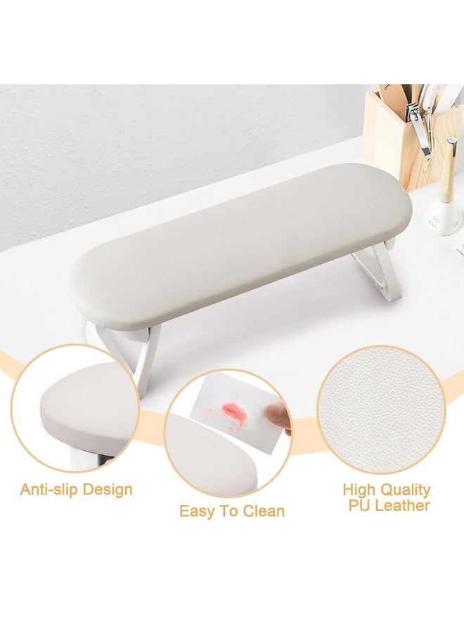 Subay Nail Arm Rest, Foldable PU Leather Nail Hand Rest for Acrylic Nails Cushion Hand Holder, Nail Hand Pillow Nail Art Accessories Tool for Nails Tech Manicure Pedicure Salon Home Use - Light Gray - Image 4