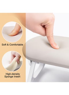 Subay Subay Nail Arm Rest, Foldable PU Leather Nail Hand Rest for Acrylic Nails Cushion Hand Holder, Nail Hand Pillow Nail Art Accessories Tool for Nails Tech Manicure Pedicure Salon Home Use - Light Gray  - Image 5