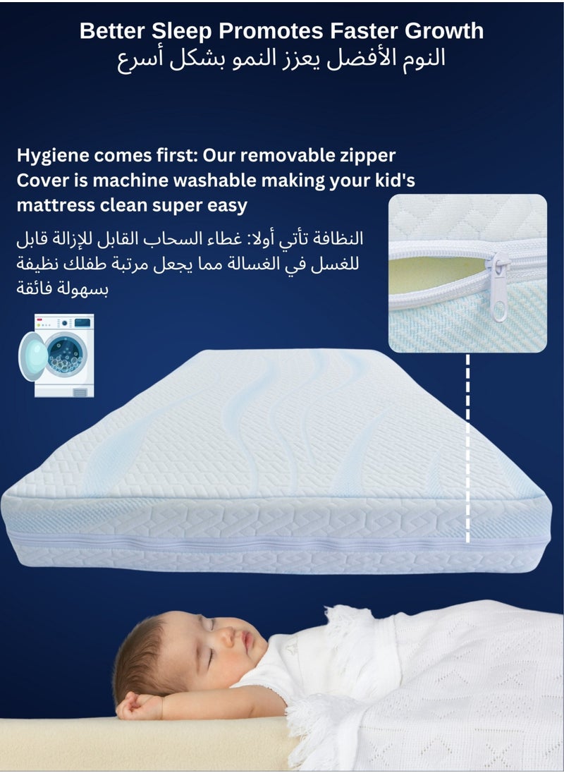 Zaprus Baby Crib Mattress 120x60x10 Memory Foam, Naturally Breathable and Supportive, Medium Firmness Toddler Bed Mattress with Removable Cover  - Image 5