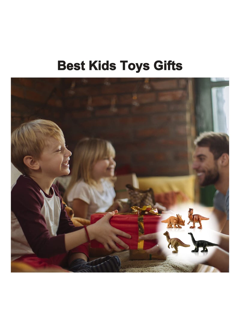 SOLARAE Mini Dinosaurs Play, 12 Piece Realistic PVC Dinosaurs Play Set with Storage Bucket, Birthday Party Gift Desktop Ornament Play For Boys And Girls Of All Ages - Image 4