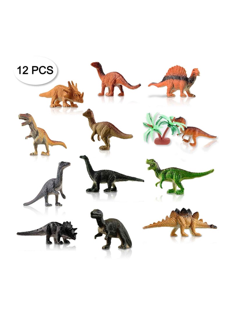 SOLARAE Mini Dinosaurs Play, 12 Piece Realistic PVC Dinosaurs Play Set with Storage Bucket, Birthday Party Gift Desktop Ornament Play For Boys And Girls Of All Ages - Image 5