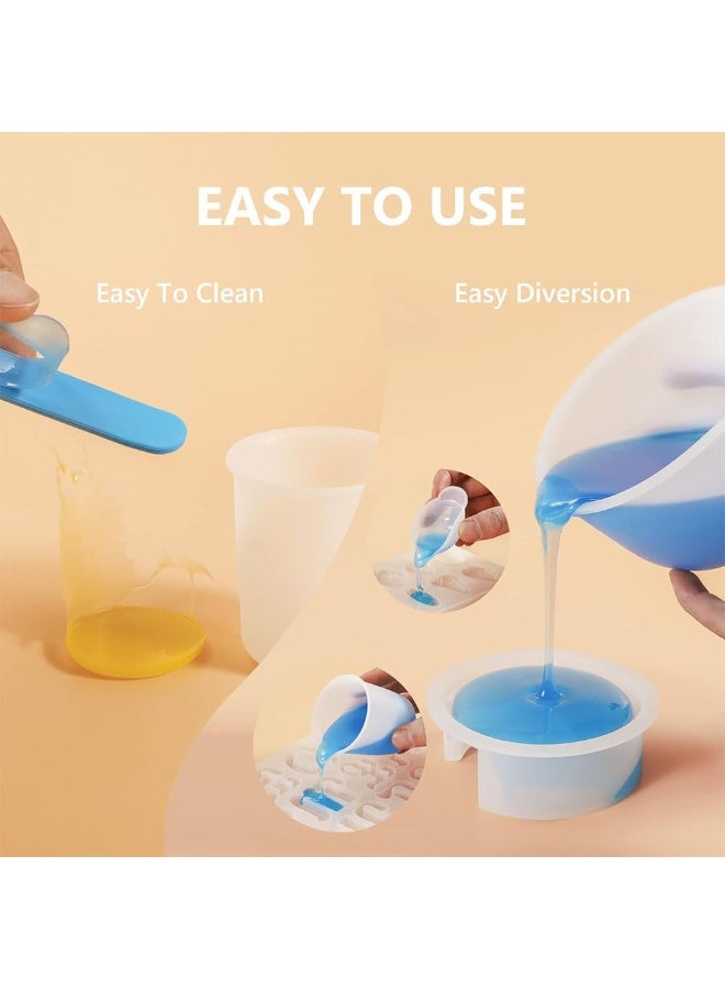 جيه زد اس أكواب قياس سيليكون JZS للراتنج، أكواب خلط إيبوكسي غير لاصقة سعة 250 و100 مل، لوازم راتنج قابلة لإعادة الاستخدام مع حصيرة سيليكون، أعواد تقليب، ماصات، أكواب للراتنج، قوالب، صناعة المجوهرات - Image 5