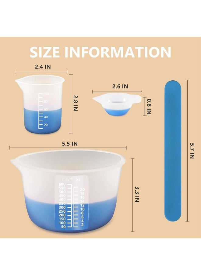 جيه زد اس أكواب قياس سيليكون JZS للراتنج، أكواب خلط إيبوكسي غير لاصقة سعة 250 و100 مل، لوازم راتنج قابلة لإعادة الاستخدام مع حصيرة سيليكون، أعواد تقليب، ماصات، أكواب للراتنج، قوالب، صناعة المجوهرات - Image 2