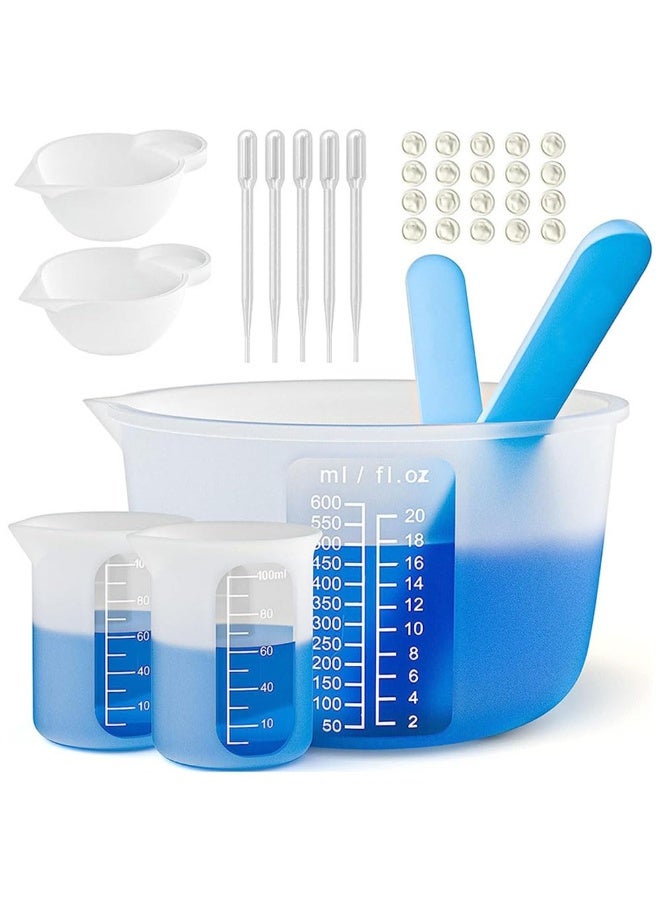 جيه زد اس أكواب قياس سيليكون JZS للراتنج، أكواب خلط إيبوكسي غير لاصقة سعة 250 و100 مل، لوازم راتنج قابلة لإعادة الاستخدام مع حصيرة سيليكون، أعواد تقليب، ماصات، أكواب للراتنج، قوالب، صناعة المجوهرات - Image 1