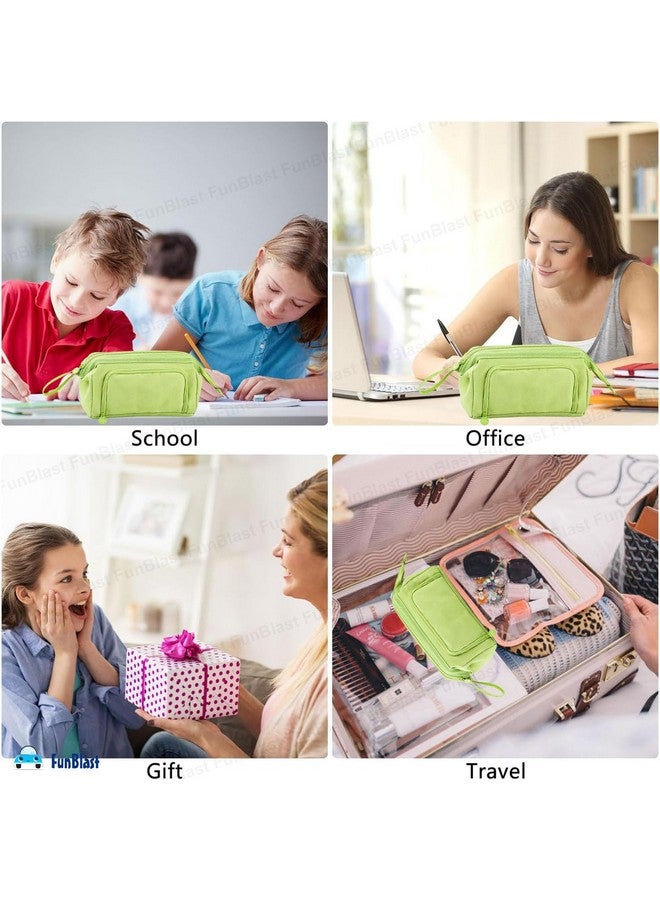 فنبلاست حقائب أقلام فن بلاست كبيرة السعة، حقيبة متعددة الأغراض بسحاب، حافظة أقلام أنيقة لطلاب الجامعات، حقيبة مدرسية للبنات، حقيبة أقلام أنيقة وجذابة للبنات، حقيبة كورية (أخضر بحري) - Image 4
