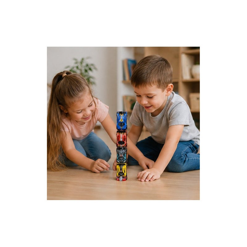 Stackable Toy Racing Cars Set, 4 Pack, Multicolour - Image 4