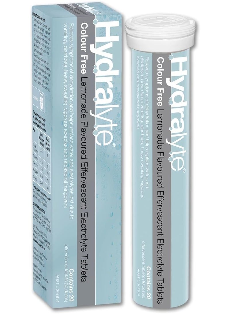 Hydralyte Effervescent Electrolyte 20 Tablets, Colour Free (Lemonade) - Image 1