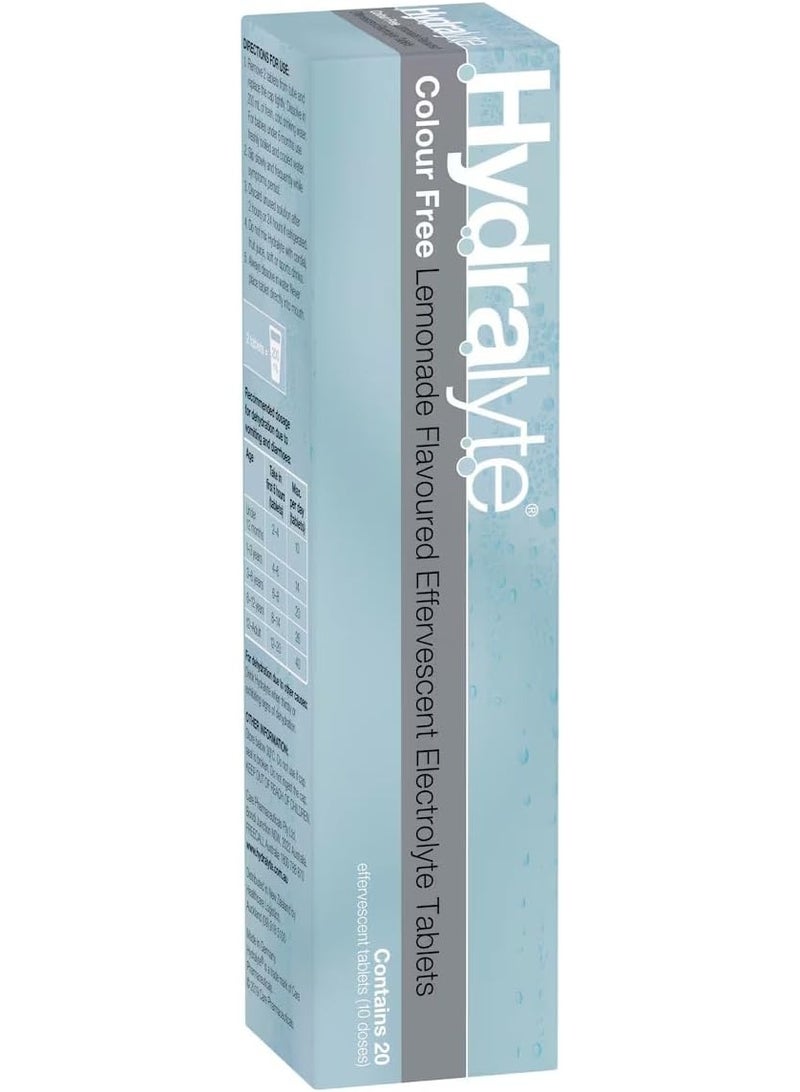 Hydralyte Effervescent Electrolyte 20 Tablets, Colour Free (Lemonade) - Image 2