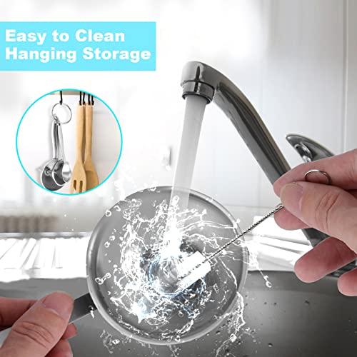 YLYL Large Small Funnel Set of 3, Food Grade Mini Funnels for Kitchen Use Filling Bottles Liquor Flask Tiny Spice Cooking Powder, 6Pcs Metal Stainless Steel Funnel (Long Handle), 2Pcs Cleaning Brushes YLYL - Image 5