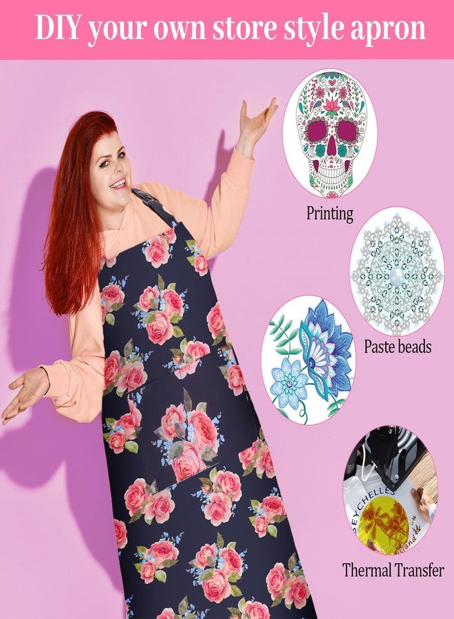 Skicuff مريلة مطبخ نسائية قابلة للتعديل بتصميم كلاسيكي من Skicuff، مقاس كبير، مزينة بنقوش زهور، مزودة بجيبين، مناسبة للطبخ والعمل والخبز، مقاس 35.43 × 39.37 بوصة (وردي، أسود). - Image 5