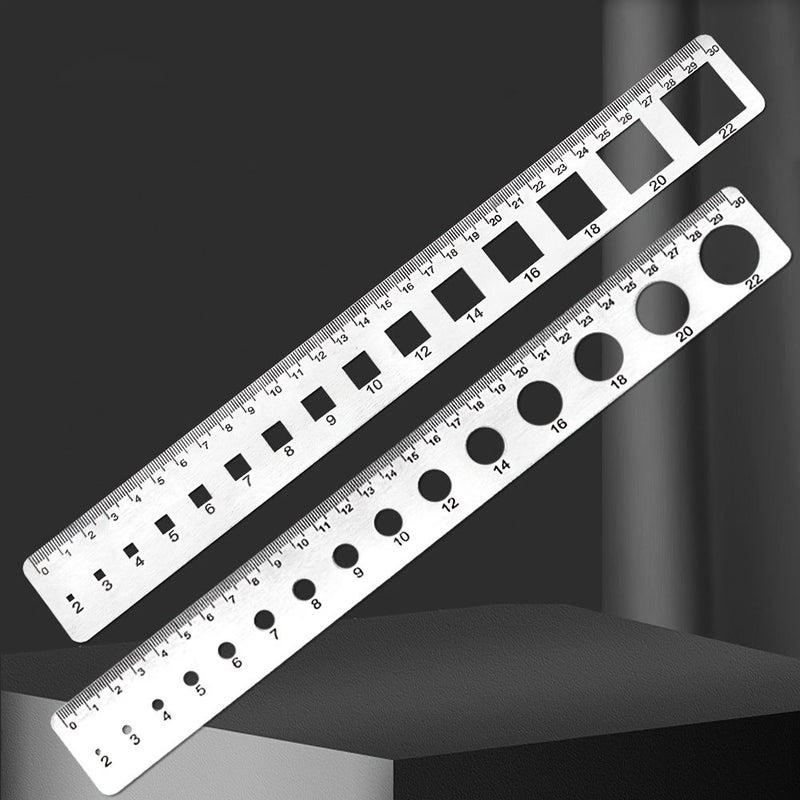 Circular Hole Ruler White Round Square Multifunctional Diameter Measurement Tool - Image 1