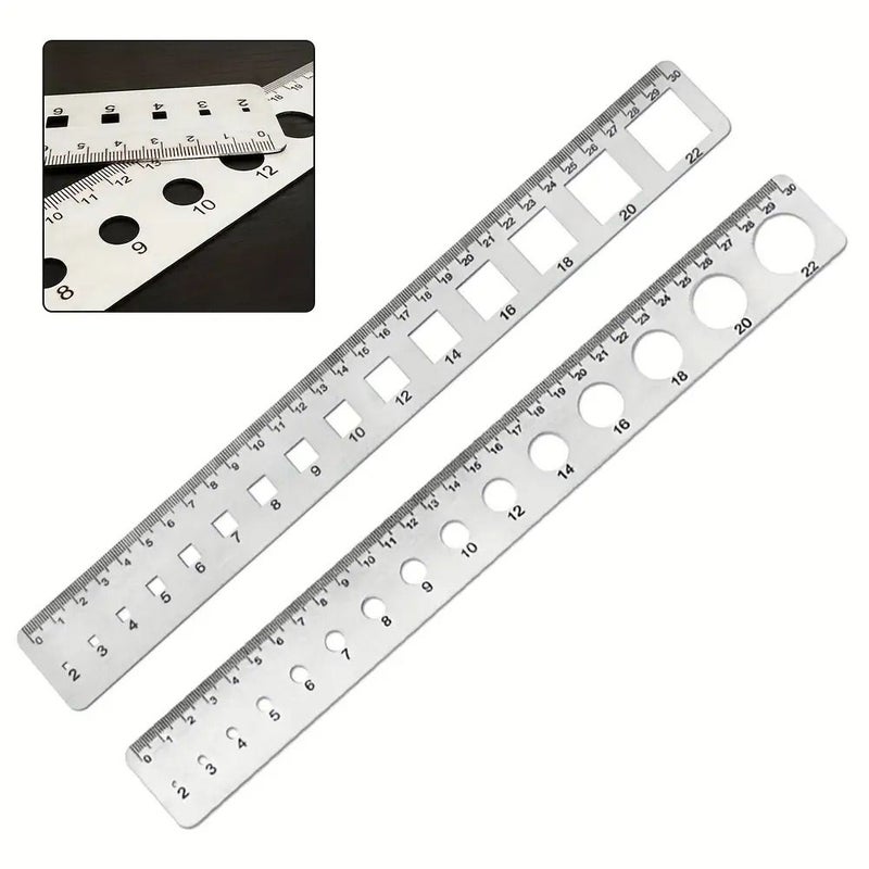 Circular Hole Ruler White Round Square Multifunctional Diameter Measurement Tool - Image 5