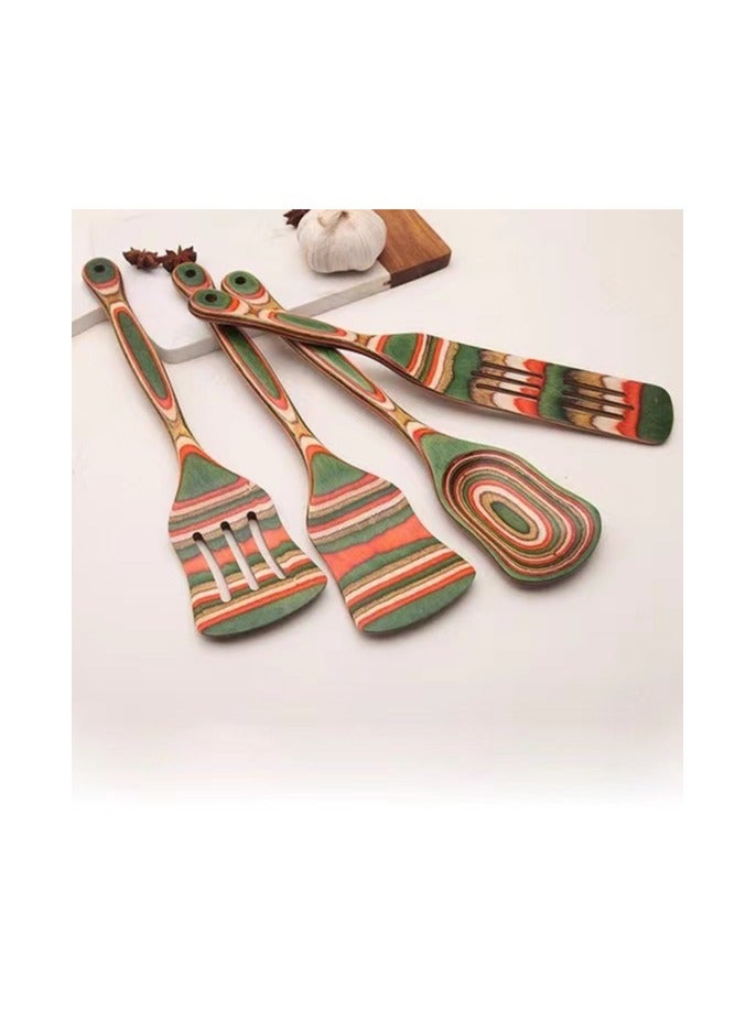 general Coloured wood kitchenware six-piece set, anti-scald and anti-mould multi-functional kitchenware six-piece set, natural solid wood kitchen cutlery set - Image 3