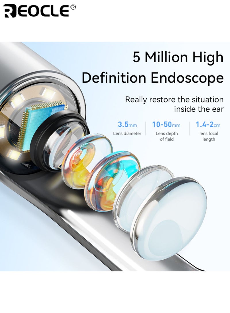 REOCLE 7PCS Ear Wax Removal Kit with Camera and Light 6 Silicone Tips Compatible with iOS and Android Devices Safe and Easy Home Ear Cleaning Tool for Adults - Image 4