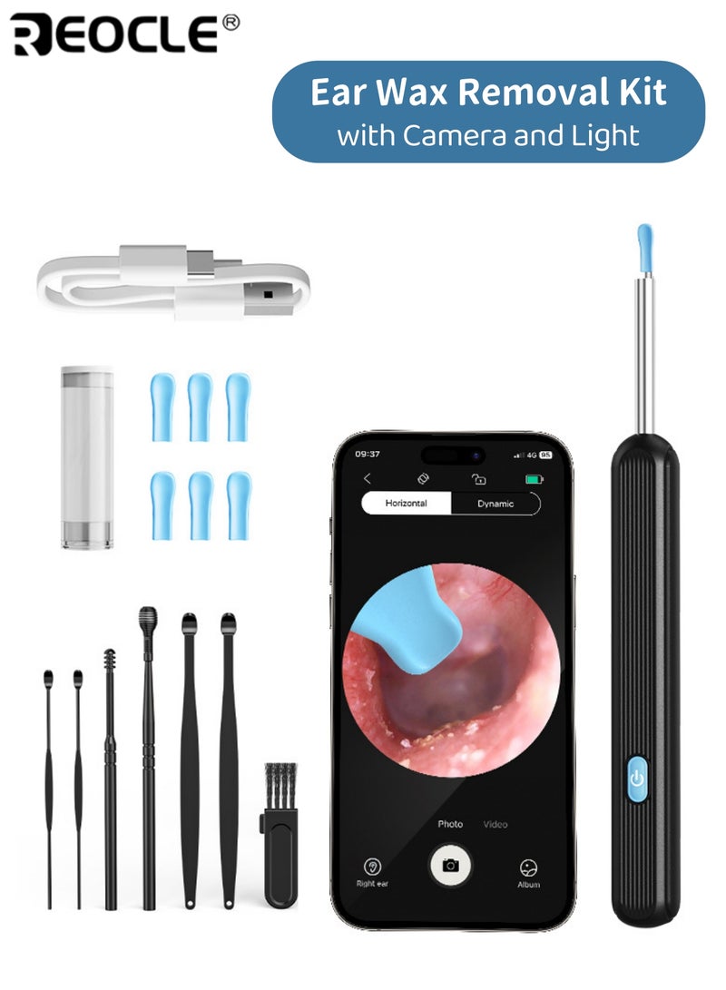 REOCLE 7PCS Ear Wax Removal Kit with Camera and Light 6 Silicone Tips Compatible with iOS and Android Devices Safe and Easy Home Ear Cleaning Tool for Adults - Image 1