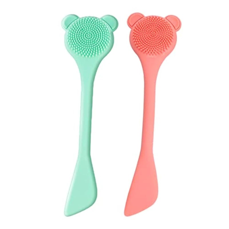 FOMIYES 2pcs Mask Brush Face Cleaning Brush Silicone Lip Brush Silicone Face Mask Brush Silicone Face Exfoliator Silicone Face Cleaner Nose Silica Gel Green Nose Cleaning Brush Double Head - Image 1