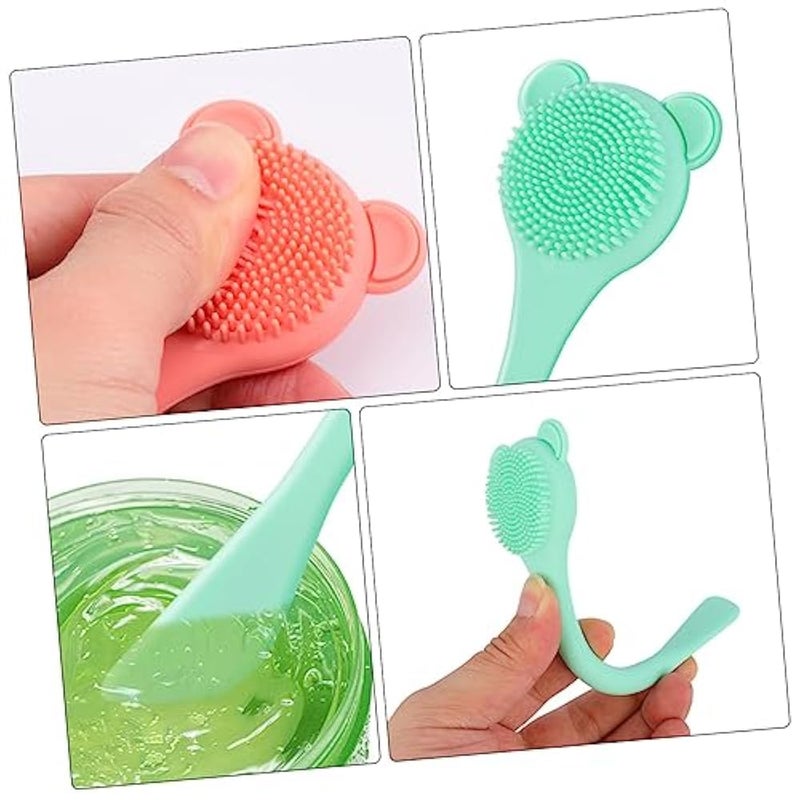 FOMIYES 2pcs Mask Brush Face Cleaning Brush Silicone Lip Brush Silicone Face Mask Brush Silicone Face Exfoliator Silicone Face Cleaner Nose Silica Gel Green Nose Cleaning Brush Double Head - Image 4