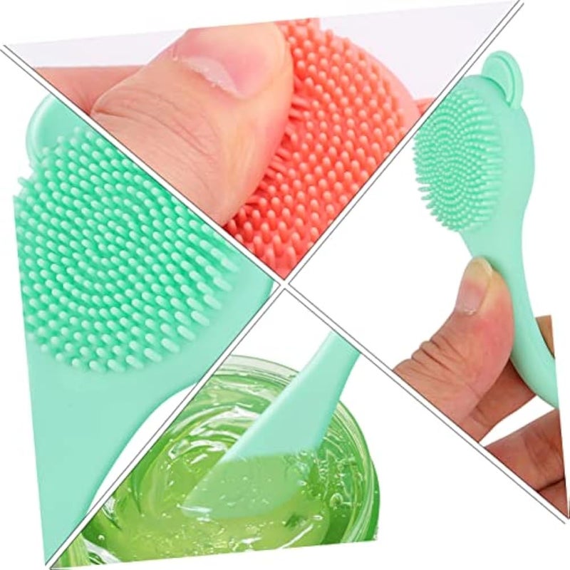 FOMIYES 2pcs Mask Brush Face Cleaning Brush Silicone Lip Brush Silicone Face Mask Brush Silicone Face Exfoliator Silicone Face Cleaner Nose Silica Gel Green Nose Cleaning Brush Double Head - Image 5