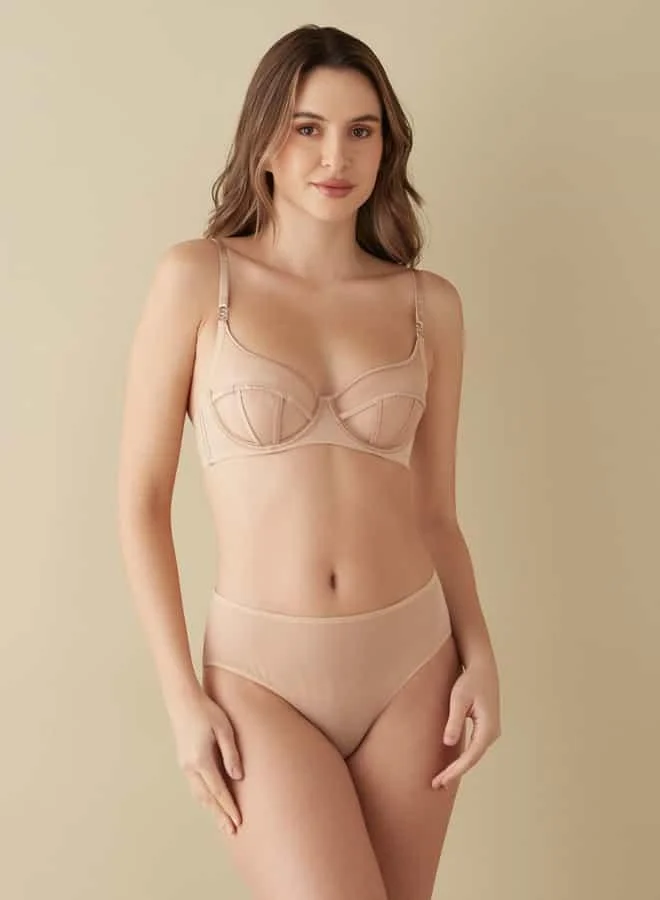 Splash FAV Panelled Bra and Hipster Briefs Set