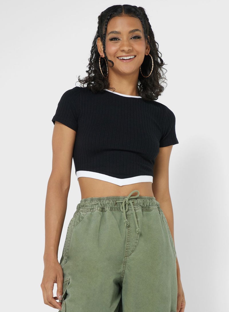 Ginger Contrast Ringer Detail Tshirt - Image 1