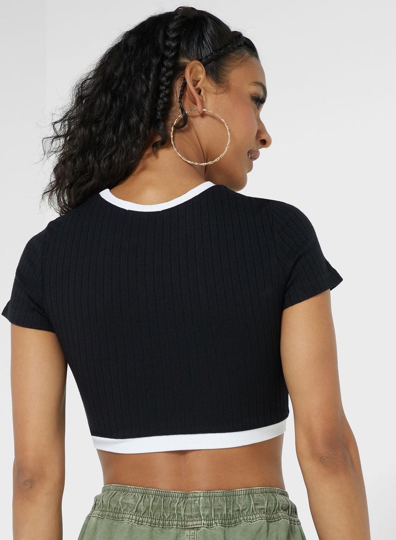 Ginger Contrast Ringer Detail Tshirt - Image 2