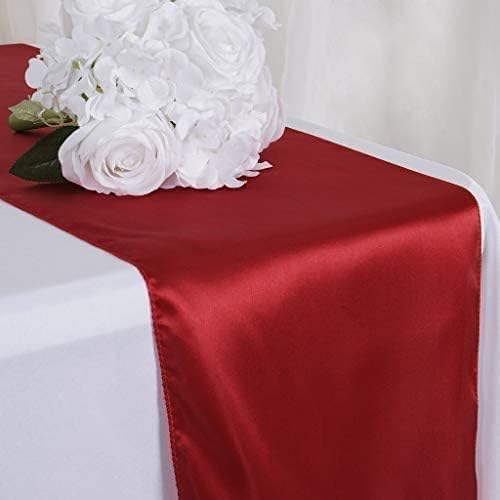 DehmanSilk 12 x 108 inch Table Runner Solid Satin Tablecloth Wedding Rectangle Coffee Tea Table Cloth Silky Dining Table Cover for Decoration (Wine) - Image 1