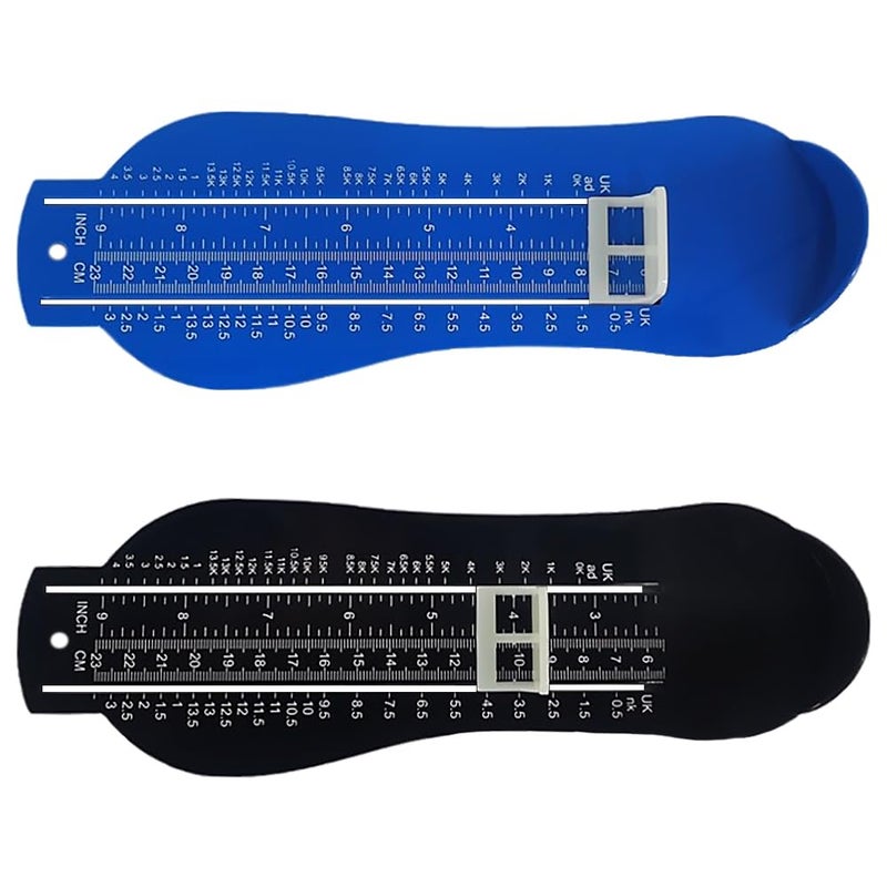 TRKETK 2 Piece Children's Foot Measuring Tool, Shoe Size Measure Foot Measuring Device Foot Measuring Kit UK Shoe Size (Black + Blue) - Image 1