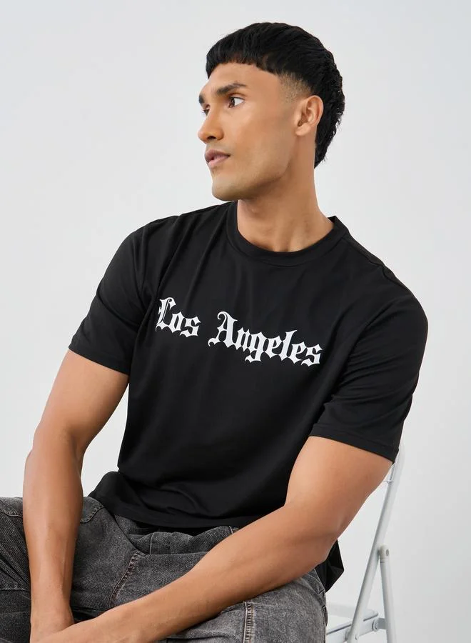 Take Two Slogan Print Round Neck Regular Fit T-Shirt