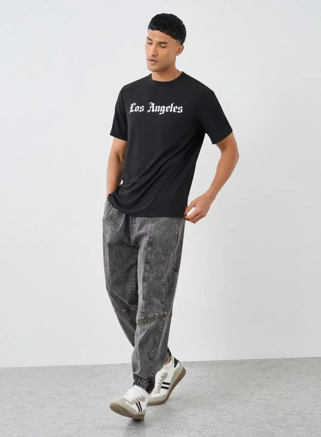 Take Two Slogan Print Round Neck Regular Fit T-Shirt