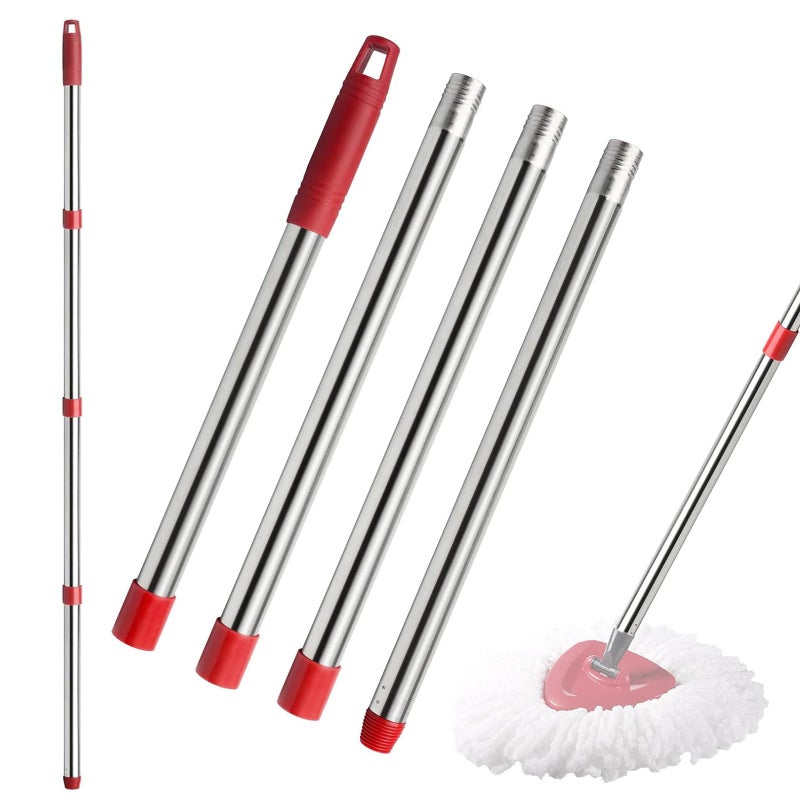 Hibaby مقبض استبدال ممسحة دوارة 4 أقسام 255 قدم مقبض ممسحة استبدال فقط متوافق مع قاعدة ممسحة O Cedar EasyWring رأس الممسحة غير مدرج