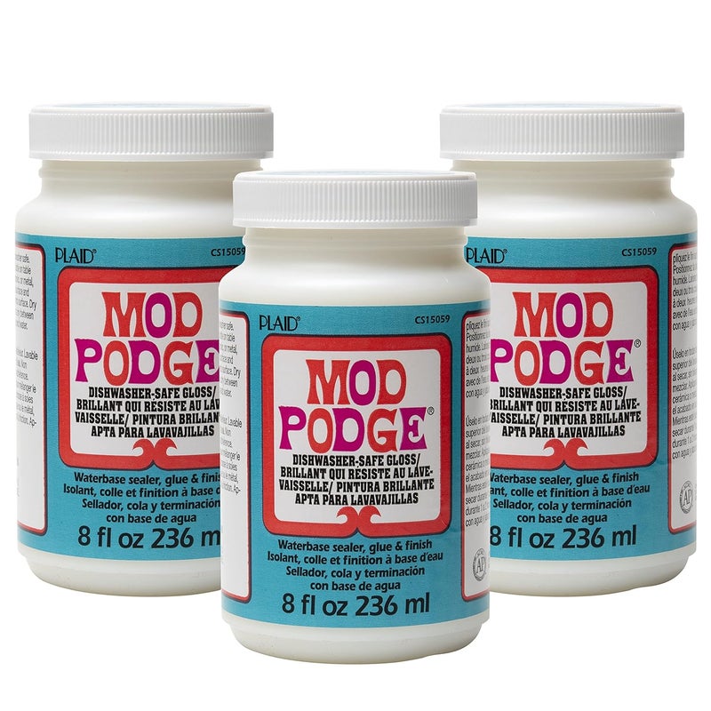 Mod Podge Dishwasher Safe Waterbased Sealer, Decoupage Glue with Gloss Finish, 8 fl oz (Pack of 3), Clear (CS15059A)- (Pack of 3) - Image 1