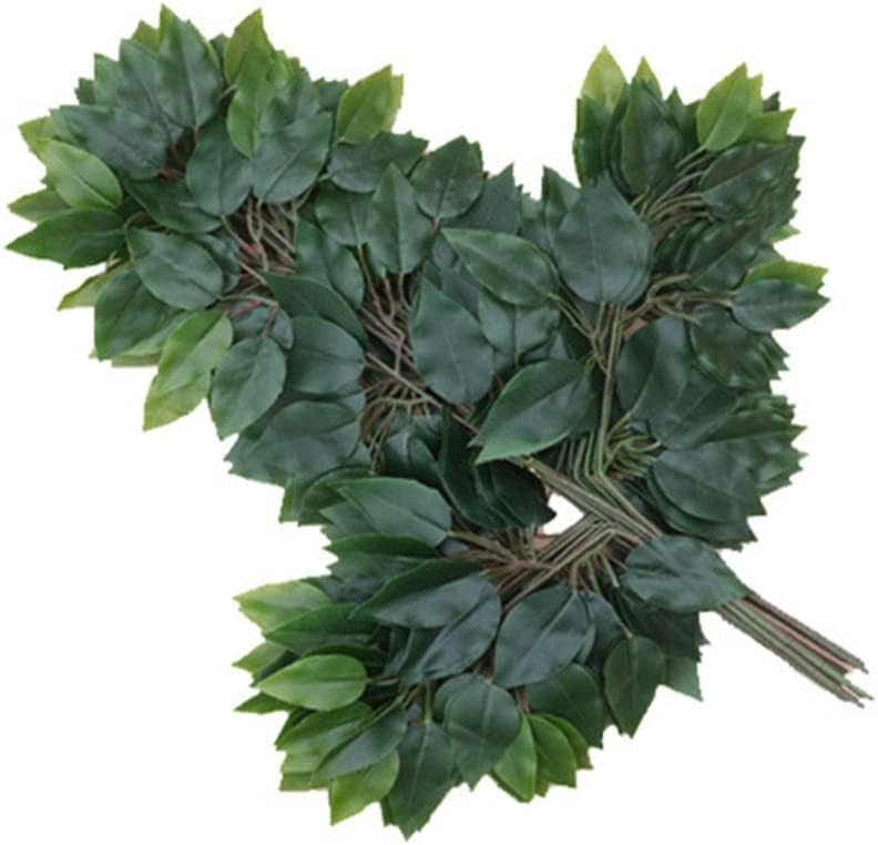 The Decor Affair 12Pcs- Artificial Banyan Leaves Plastic Tree Branches Plant,Maple Leaf and Silk Flowers and Leaves, Plastic Vines Leafs. (Green) - Image 3