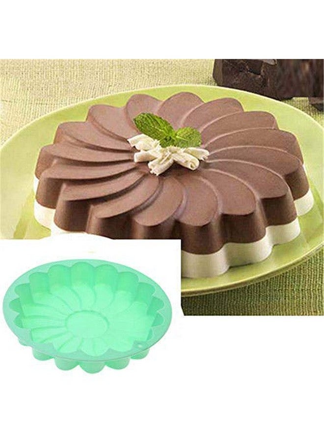 EORTA Silicone Large Cake Mold 23 CM/9 Inch Flower Shaped Round Nonstick Baking Pan Brownie/Cheesecake/Tart/Pie/Flan/Bread Baking Tray by EORTA for Birthday, Anniversary, Party, Random Color 