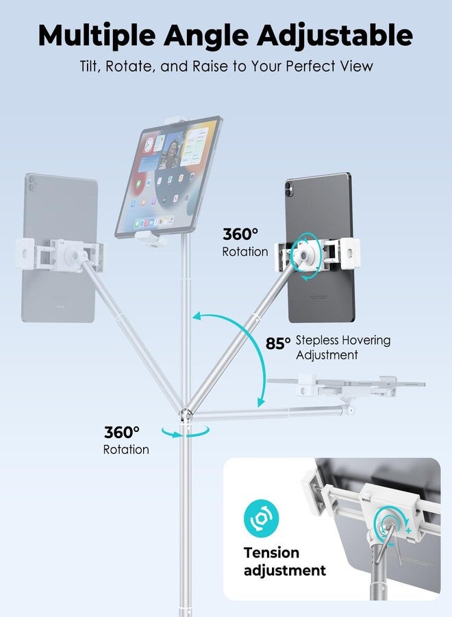 Viozon Tablet Floor Stand, Height & Angle Adjustable Tablet Holder with Aluminum Alloy Arm Tube, 360° Rotation for Bed, Sofa, Desk, Compatible with 3.5-11'' iPad Pro/Air/Mini, iPhone 15/14, Kindle. - Image 3