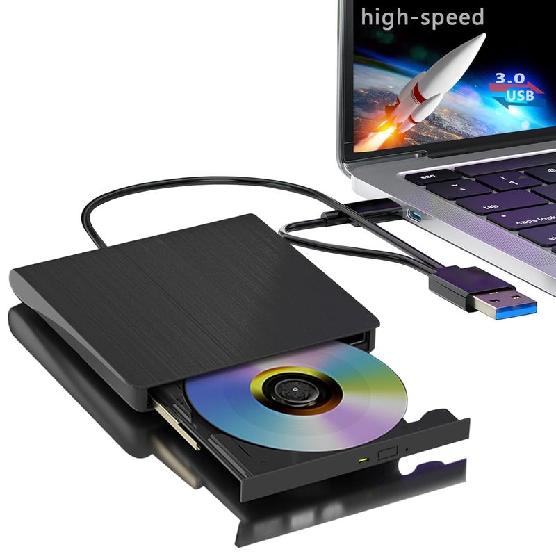 SANCY حافظة محرك أقراص ضوئية خارجية فائق النحافة 12.7 مم USB 3.0 - حافظة محمولة SATA CD/DVD للكمبيوتر المحمول، الكمبيوتر الشخصي، الدفتر - Image 1