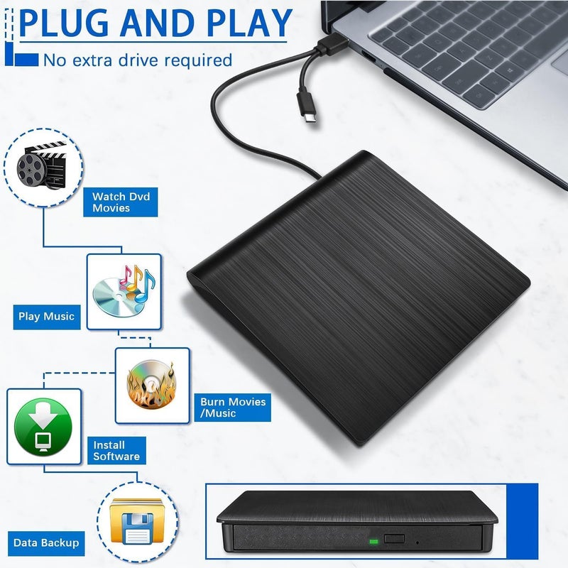 SANCY حافظة محرك أقراص ضوئية خارجية فائق النحافة 12.7 مم USB 3.0 - حافظة محمولة SATA CD/DVD للكمبيوتر المحمول، الكمبيوتر الشخصي، الدفتر - Image 4
