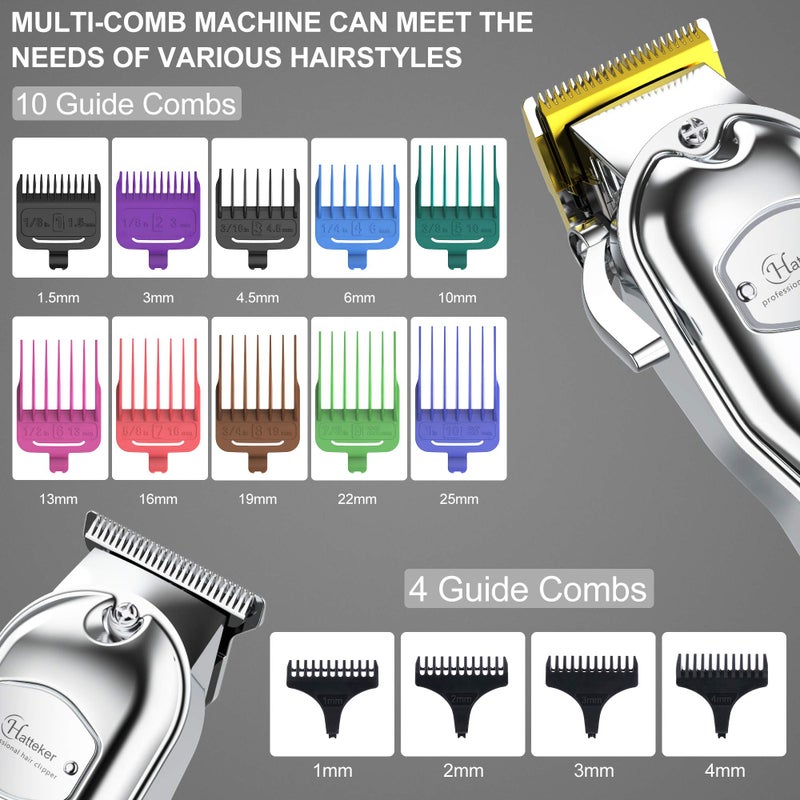 Hatteker Hair Clipper for Men IPX7 Waterproof Cordless Barber Clipper for Hair Cutting Kit with T-Blade Trimmer Beard Trimmer Kids Clipper Professional USB Rechargeable - Image 3