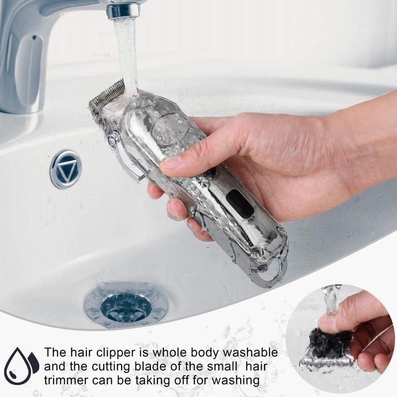Hatteker Hair Clipper for Men IPX7 Waterproof Cordless Barber Clipper for Hair Cutting Kit with T-Blade Trimmer Beard Trimmer Kids Clipper Professional USB Rechargeable - Image 5