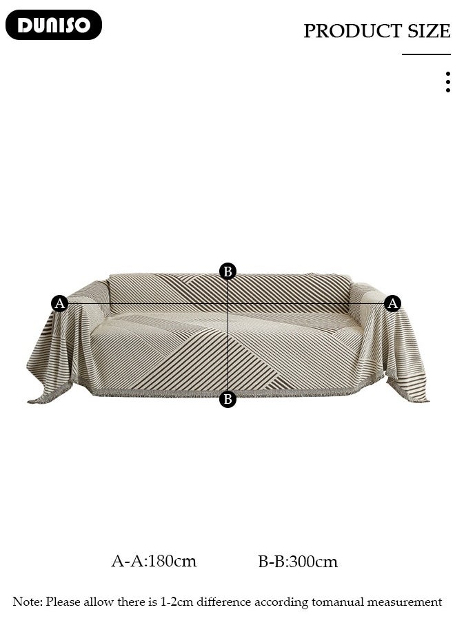 DUNISO Double Sided Chenille Sofa Cover, Stylish Sofa Cover, Line printing design, Chenille Material Double Sided Sofa Towel, Four Seasons Chenille Sofa Cover Available Both Sides(300*180 cm)  - Image 4