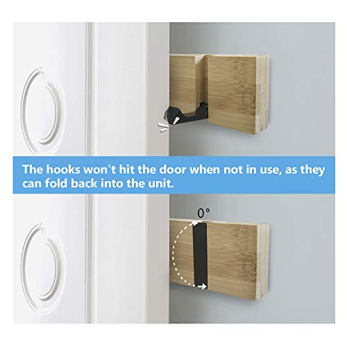 JSVER Wooden Coat Hooks Coat Rack Wall Mounted, Modern Coat Rack, Space-Saving Coat Hook with 4 Standard Retractable Hooks Hat Coat Hook for Entryway, Hallway, Bathroom, Living Room, Bedroom - Image 5