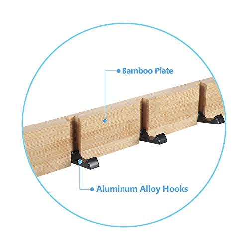 JSVER Wooden Coat Hooks Coat Rack Wall Mounted, Modern Coat Rack, Space-Saving Coat Hook with 4 Standard Retractable Hooks Hat Coat Hook for Entryway, Hallway, Bathroom, Living Room, Bedroom - Image 3