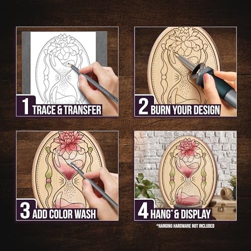 ArtSkills Wood Burning Kit for Beginners, Deluxe Pyrography Wood Engraving Art Set with Burner Pen, Stencils, Watercolor Paints, DIY Tools for Adults and Kids, 48 Pieces - Image 3
